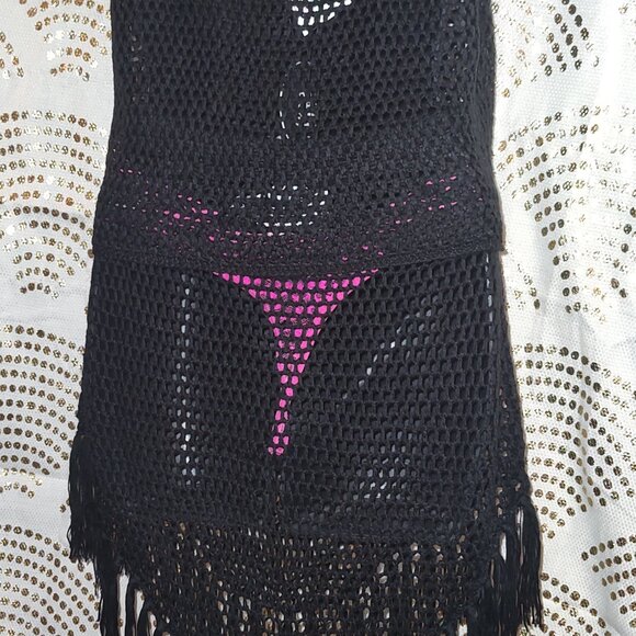2 piece set Black crochet set skirt & top swim cover set  *NWT* PLZ READ - Picture 2 of 12